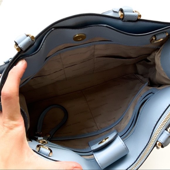 Michael Kors Reagan Large Satchel Bag blue white - Picture 4 of 14